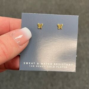 Dainty Gold Butterfly Stud Earrings- 14k Gold Plated